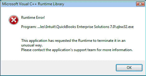 runtime error 0 in quickbooks