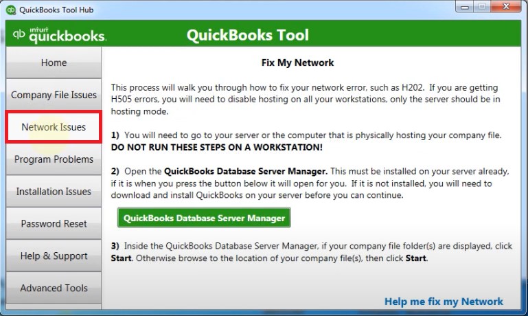 Quickbooks Tool Hub network issues