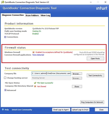 quickbooks diagnostic connection tool-firewall status