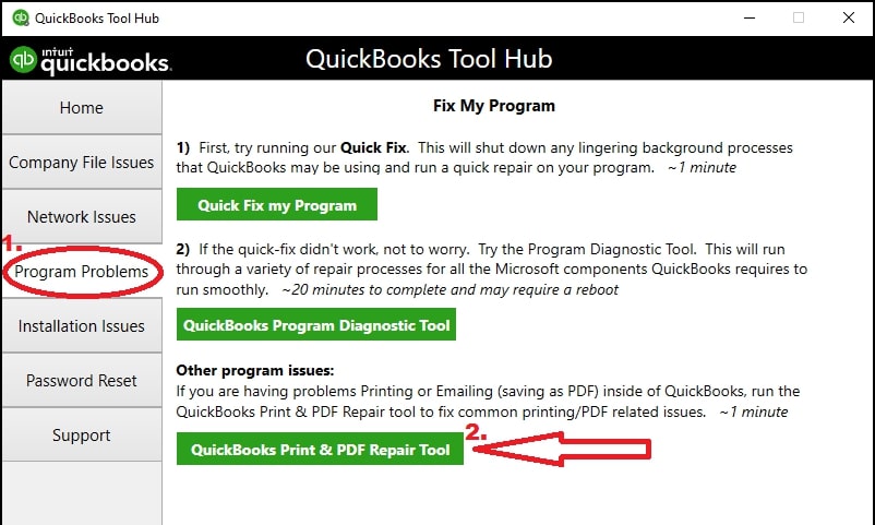 Quickbooks Print&PDF repair tool