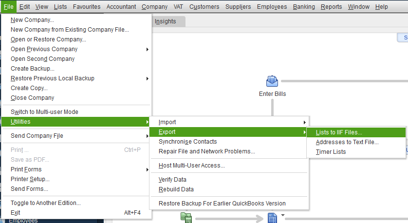 exporting reports in Quickbooks to merge two quickbooks company files