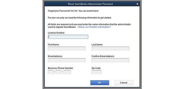 Quickbooks password reset tool