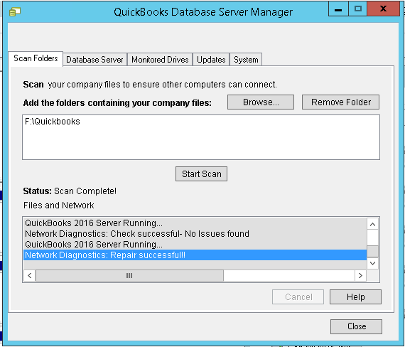 Remove Folder quickbooks server manager