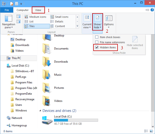 ps036 : hidden files and folders