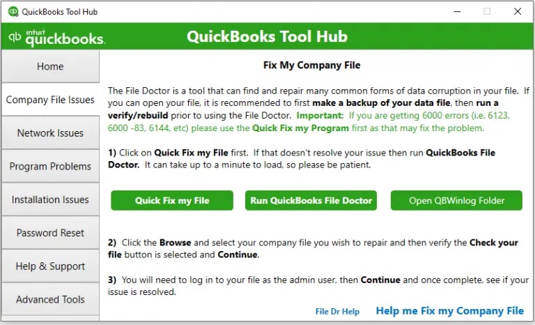 Quickbooks tools for errors fix