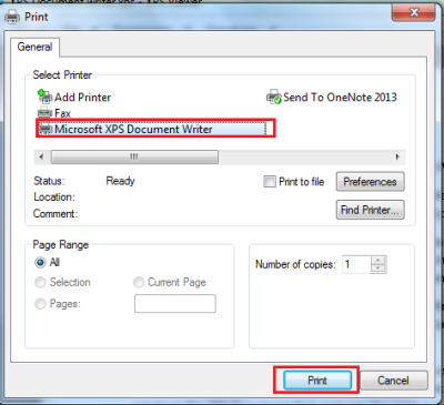 QuickBooks check printing problems : Use XPS document writer