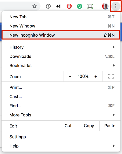 where is the gear icon in QuickBooks : incognite windows