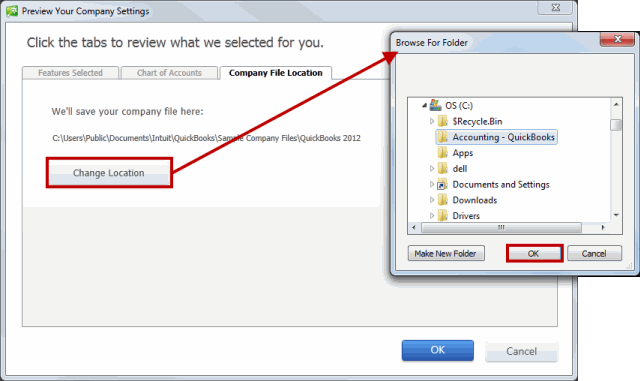 QuickBooks multi-user not working : New Folder of the Company File