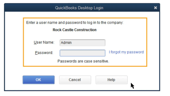 QuickBooks admin password