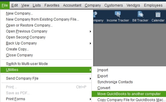 Select Utilities and move QuickBooks