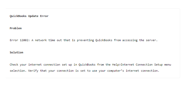 QuickBooks update error 12002