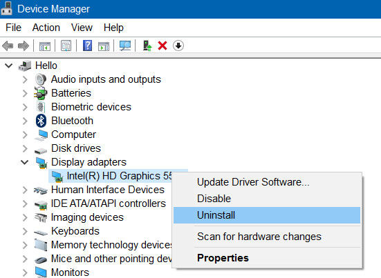 Reinstall the Graphics Driver