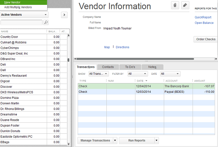 Adding a Vendor in QuickBooks to print 1099 forms