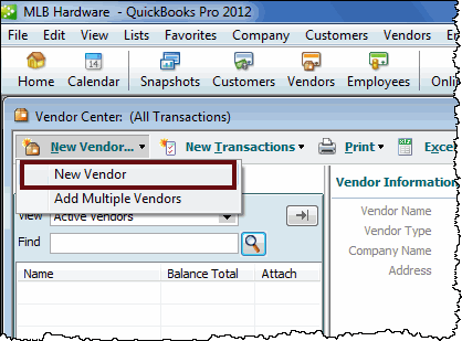 how to create a vendor account in QuickBooks
