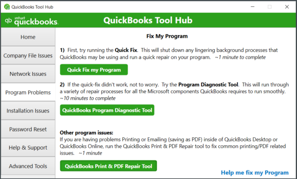 Quickbooks Print&PDF repair tool
