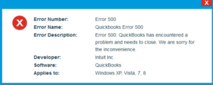 QuickBooks error 500