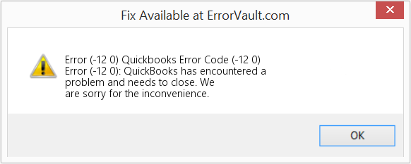 QuickBooks  Error -12 ,0 Overview